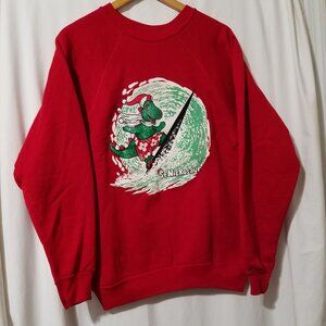 VTG Michigan Crewneck Sweatshirt – Red “St. Nickosaur” Graphic – Unisex - L